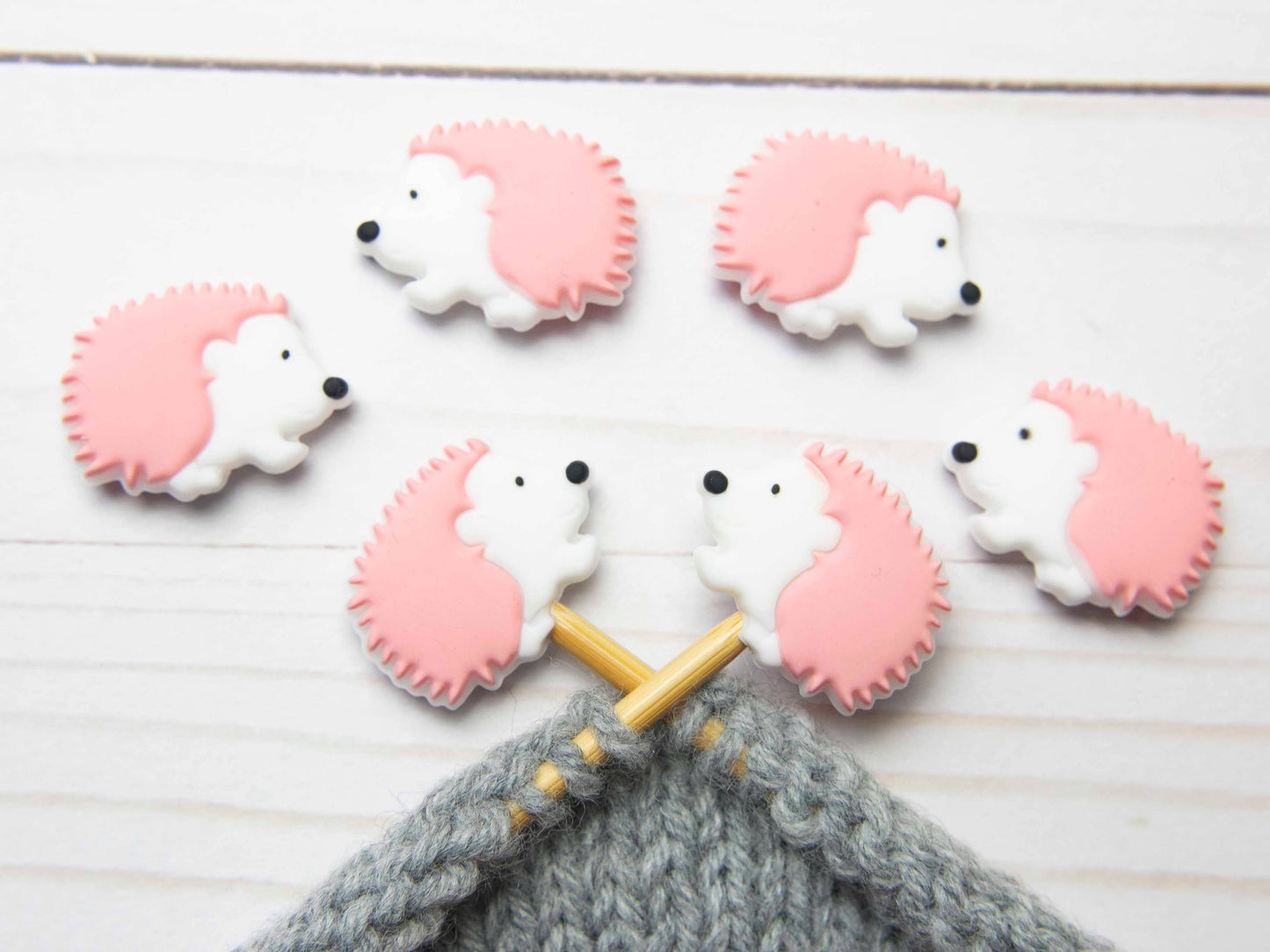 Pink Hedgehog Stitch Stoppers from Fox & Pine Stitches