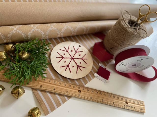 Set of 5 Christmas Snowflake Ornaments DIY Wood Embroidery by The HNB House