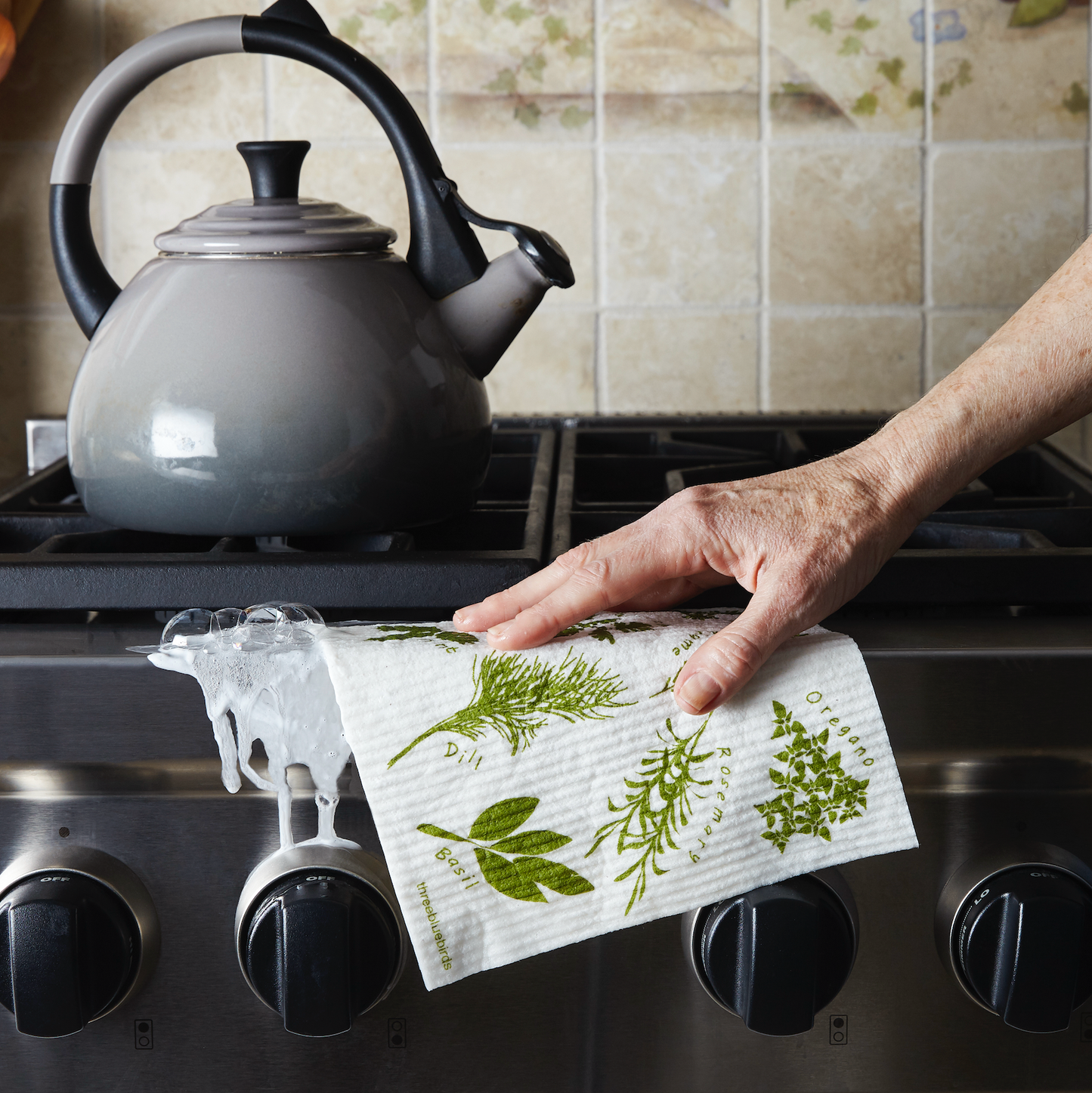 Herbs - Swedish Dishcloths by Three Blue Birds