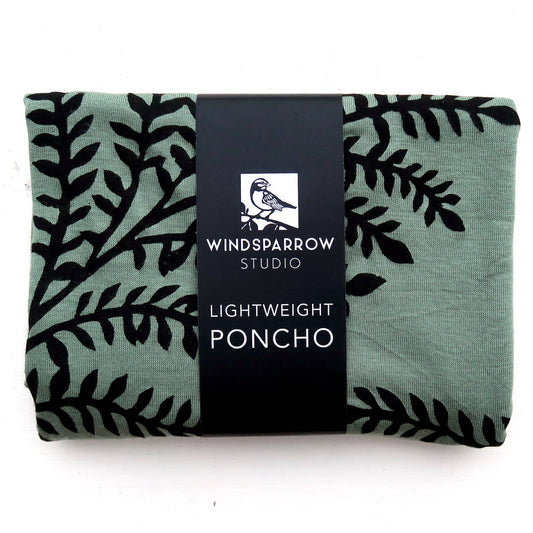 Leafy Branch Poncho (black ink) by Windsparrow Studio - Maine Yarn & Fiber Supply