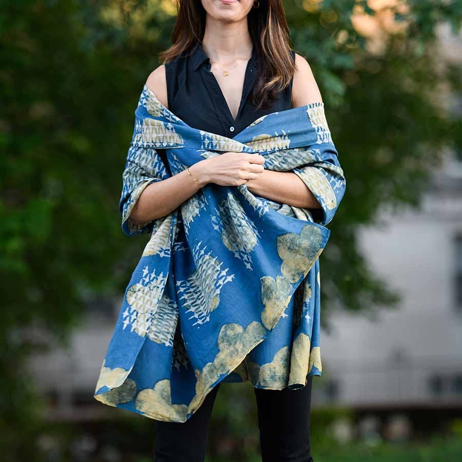 Ira Handmade Block Print Large Scarf by Ichcha