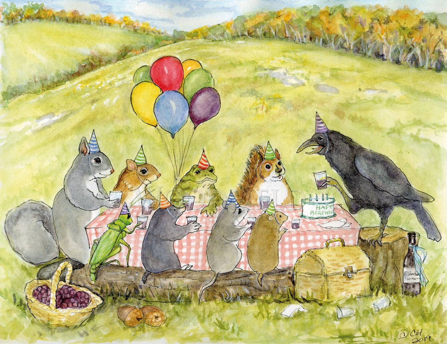 Crow's Toast  - Birthday Greeting Card by Woodfield Press