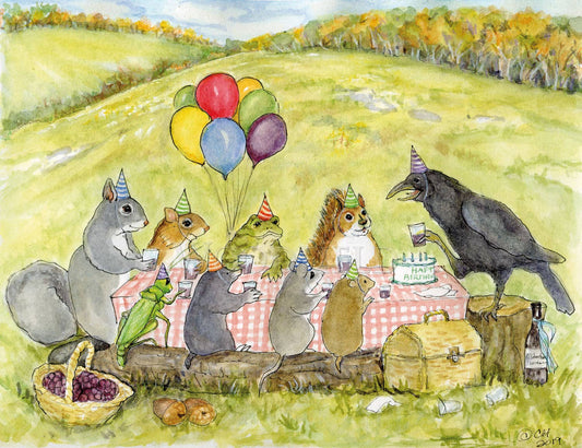 Crow's Toast  - Birthday Greeting Card by Woodfield Press