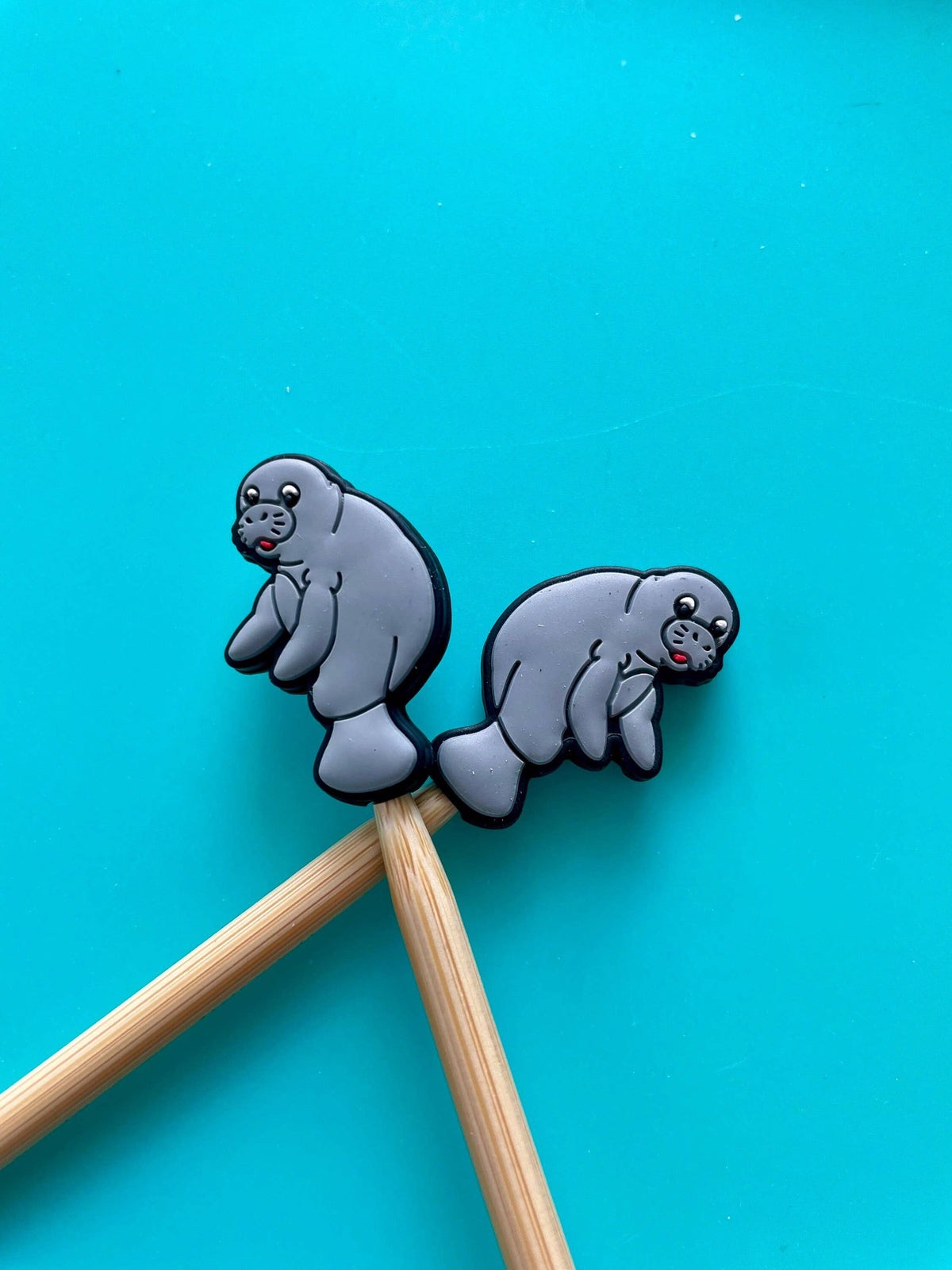 Cute Manatee Stitch Stoppers from Comma Craft Co - Maine Yarn & Fiber Supply