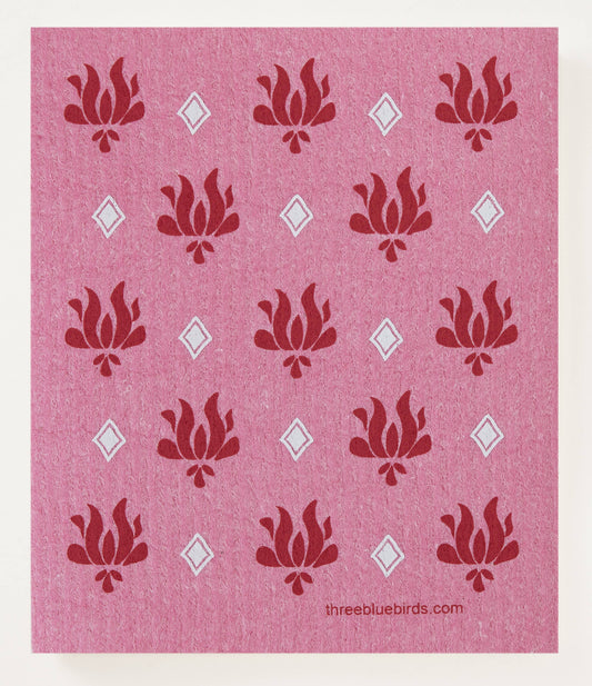 Pink Vibrant Lotus - Swedish Dishcloths by Three Blue Birds