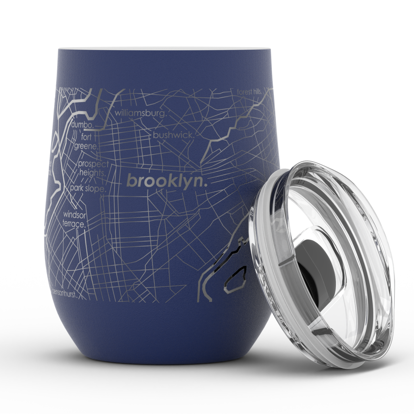 Bangor, ME Map - 12 oz Insulated Wine Tumbler in Midnight Blue by Well Told