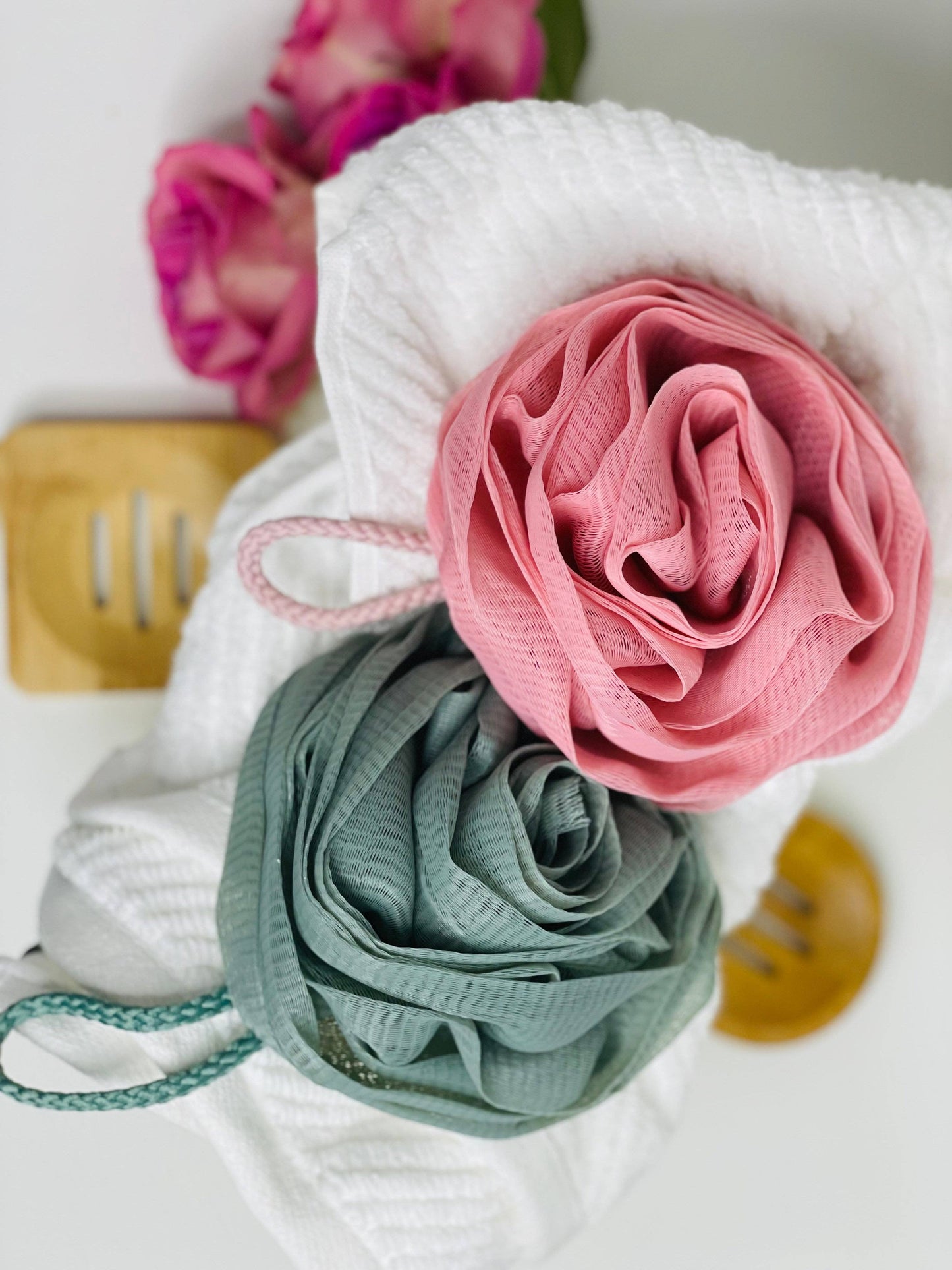 Eco friendly, Rose Shape shower loofah by Lensik I&V