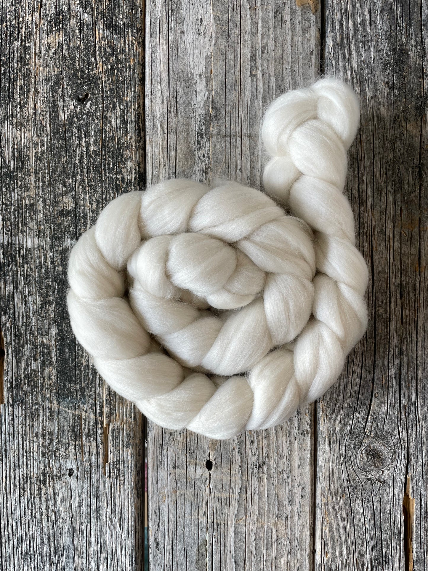 Undyed 80% Wool / 20% Cashmere Top Fiber Braid 4oz