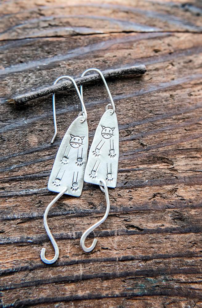 Frisky Kitty Sterling Silver Earrings by Sprig & Sparrow Jewelry