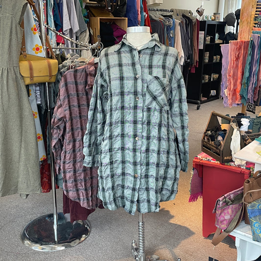 SALE 50% off - Anorak Crinkle Plaid In Myrtle by Cut Loose Clothing