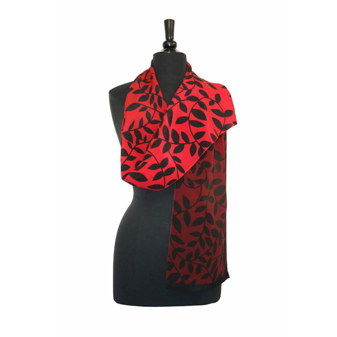 Ombre Leaf scarf in Red/Red From Painted Silks by Kavita