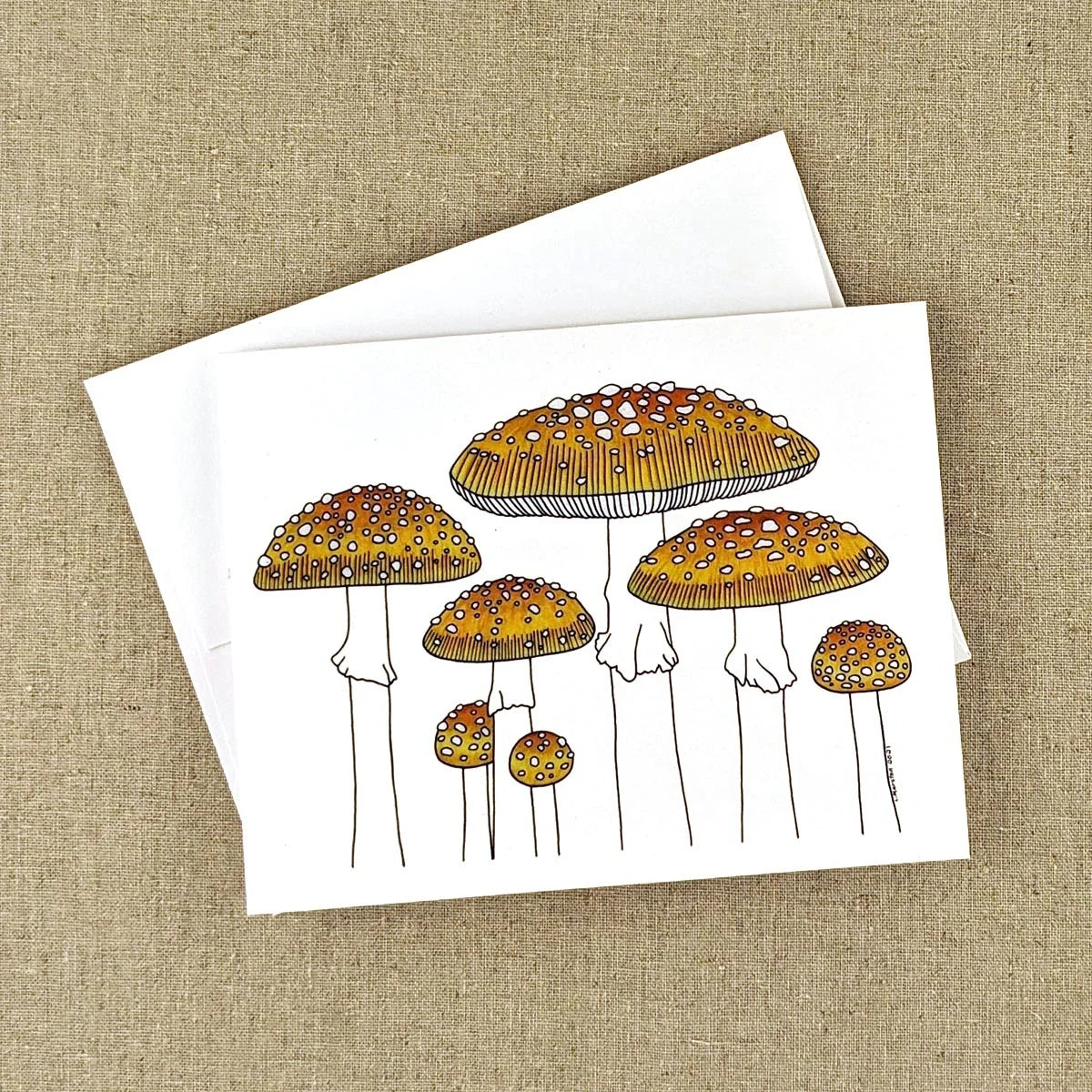 Mushrooms - Greeting Card by 3 Legged Dog Ink