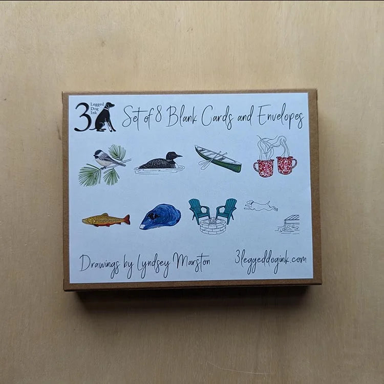 Maine Camp - Boxed Set of 8 Greeting Cards by 3 Legged Dog Ink
