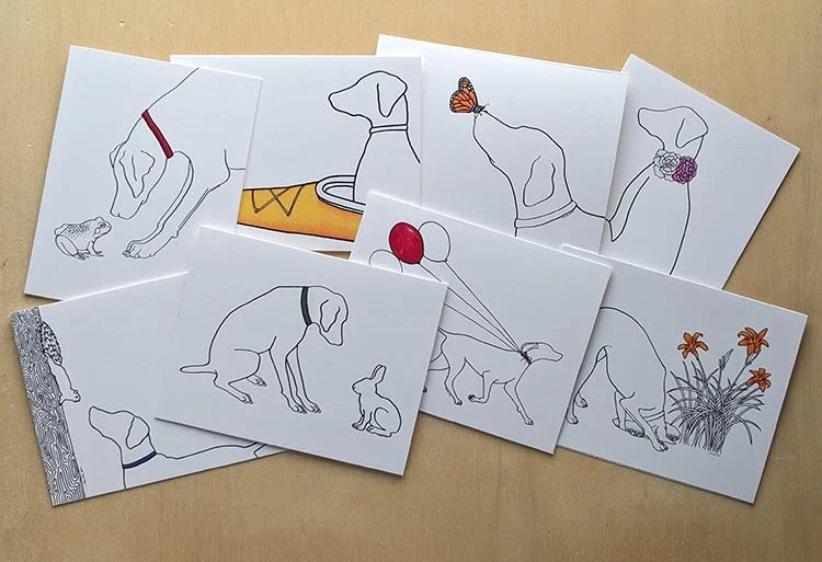 Dog - Boxed Set of 8 Greeting Cards by 3 Legged Dog Ink