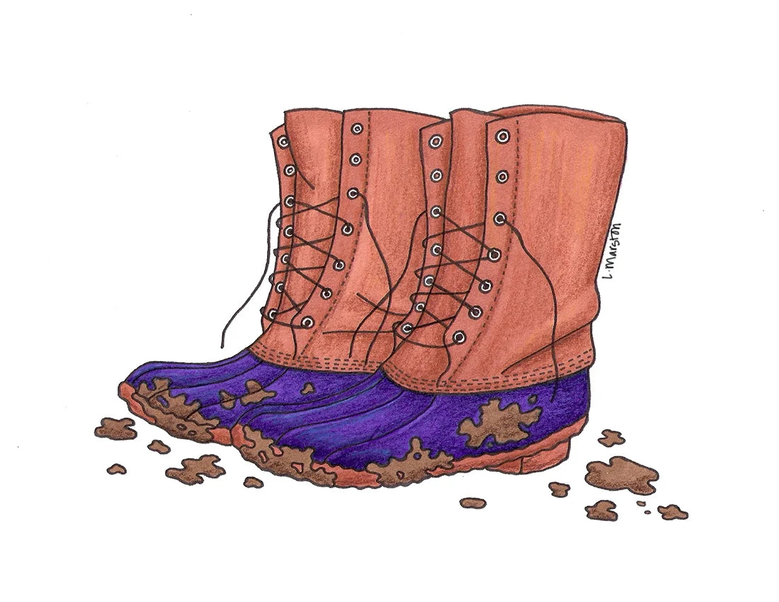 Bean Boots - Greeting Card by 3 Legged Dog Ink