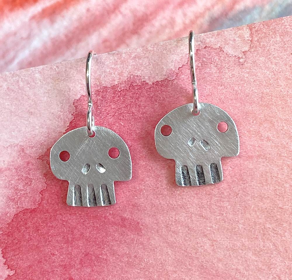 Numb Skull Sterling Silver Earrings by Sprig & Sparrow Jewelry
