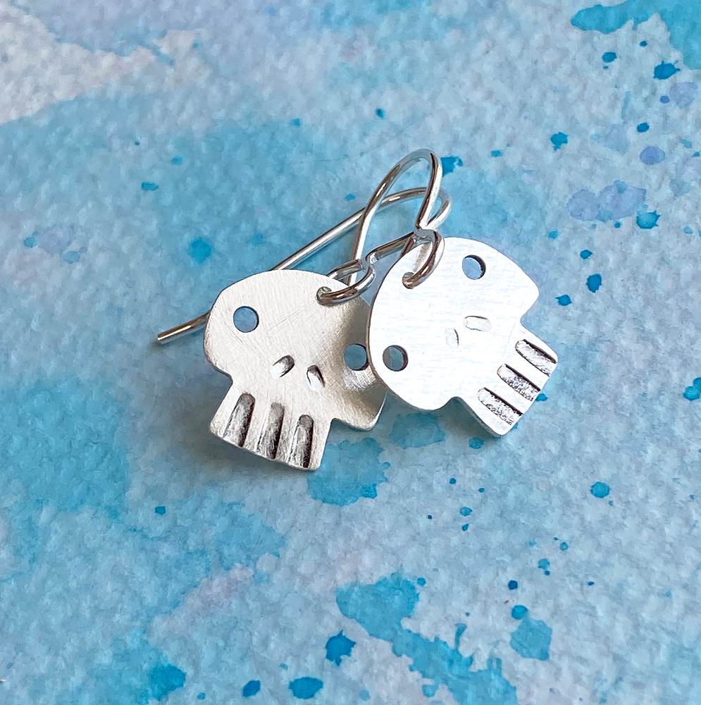 Numb Skull Sterling Silver Earrings by Sprig & Sparrow Jewelry