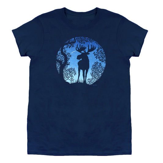 Twilight Moose Ladies Adult T-Shirt by Liberty Graphics