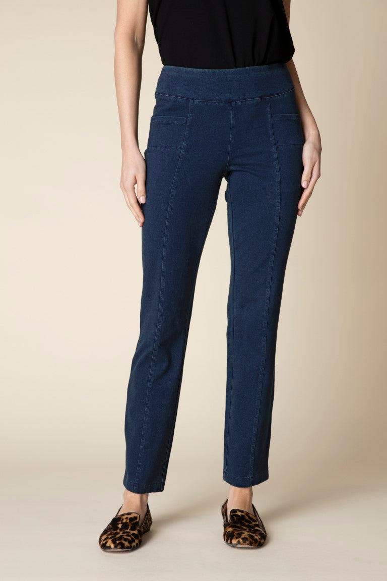 Stonewash Denim Cotton Knit Seamed Pocket Pant by Habitat Clothing