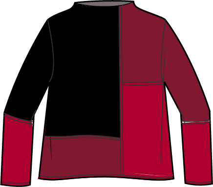 Yin Yang Funnel Neck Pullover in Ruby by Habitat Clothing