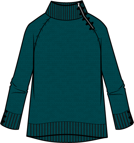 Harvest Tweed Zip Neck Sweater in Juniper by Habitat Clothing