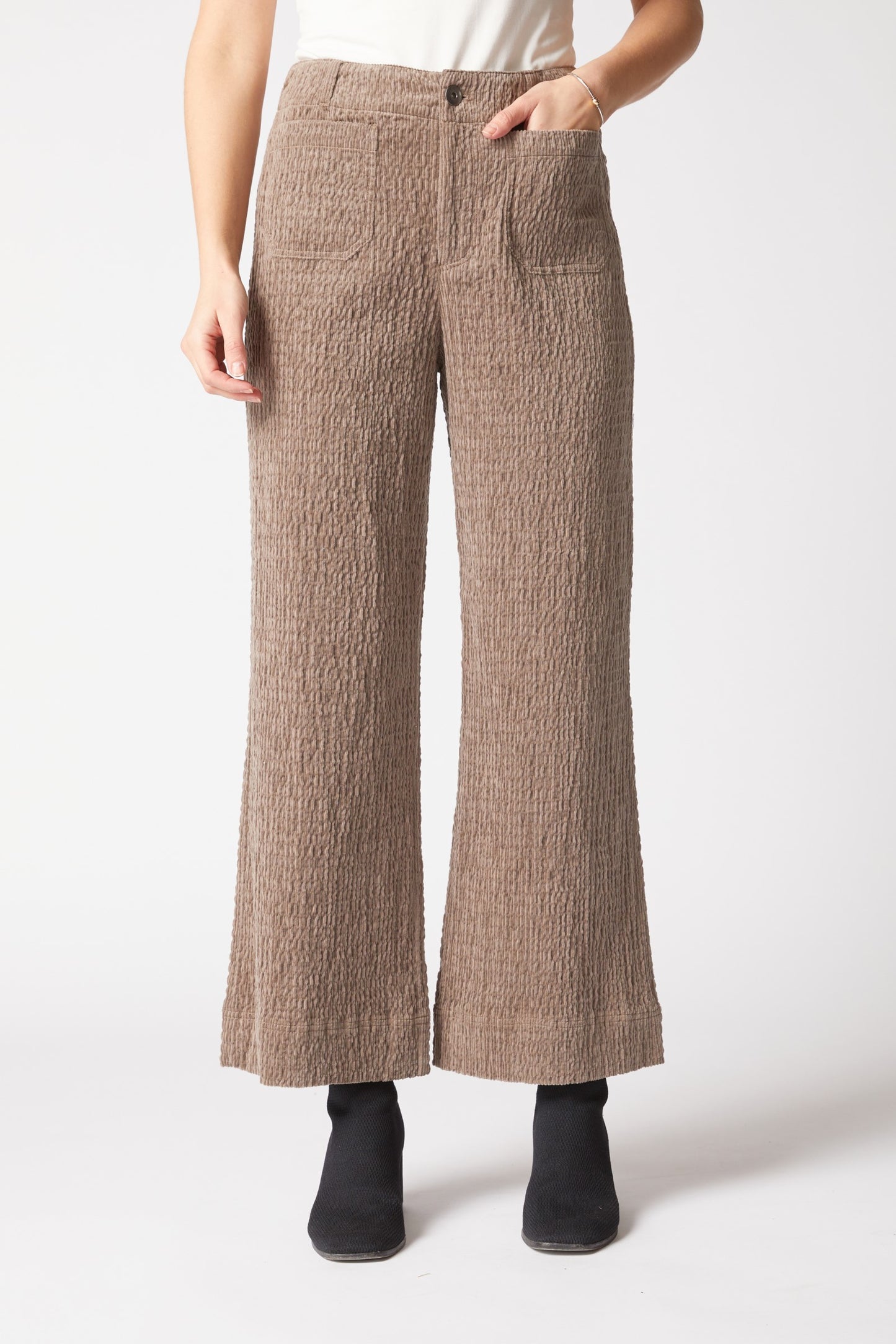 Rustic Stretch Cord Patch Pocket Ankle Pant in Truffle by Habitat Clothing