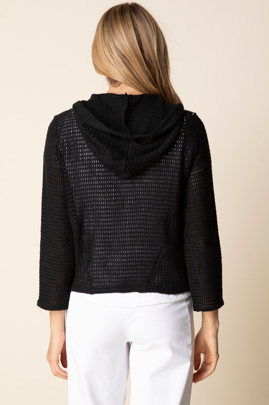 Summer Breeze Cardigan with Hood in Black by Habitat Clothing - Maine Yarn & Fiber Supply