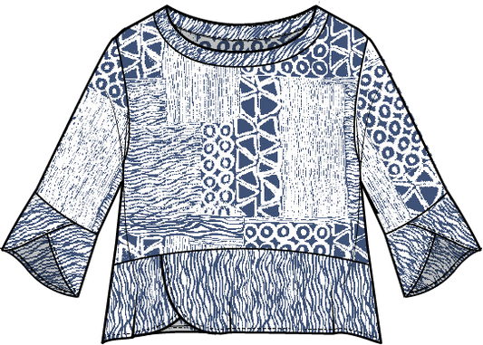 2026 Viscose Rayon Crepe Bali Mixed Pullover in Marine by Habitat Clothing - Maine Yarn & Fiber Supply