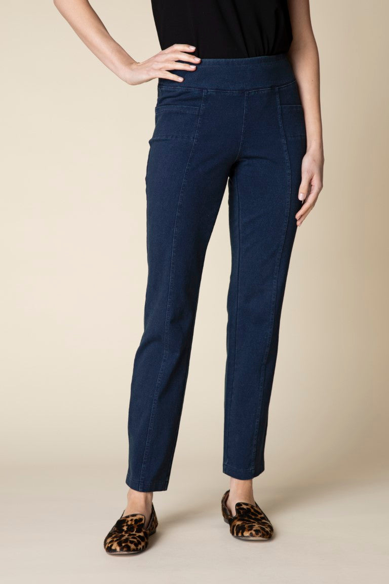 Stonewash Denim Cotton Knit Seamed Pocket Pant by Habitat Clothing