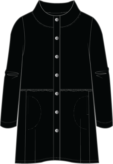 French Terry Car Coat in Black by Habitat Clothing