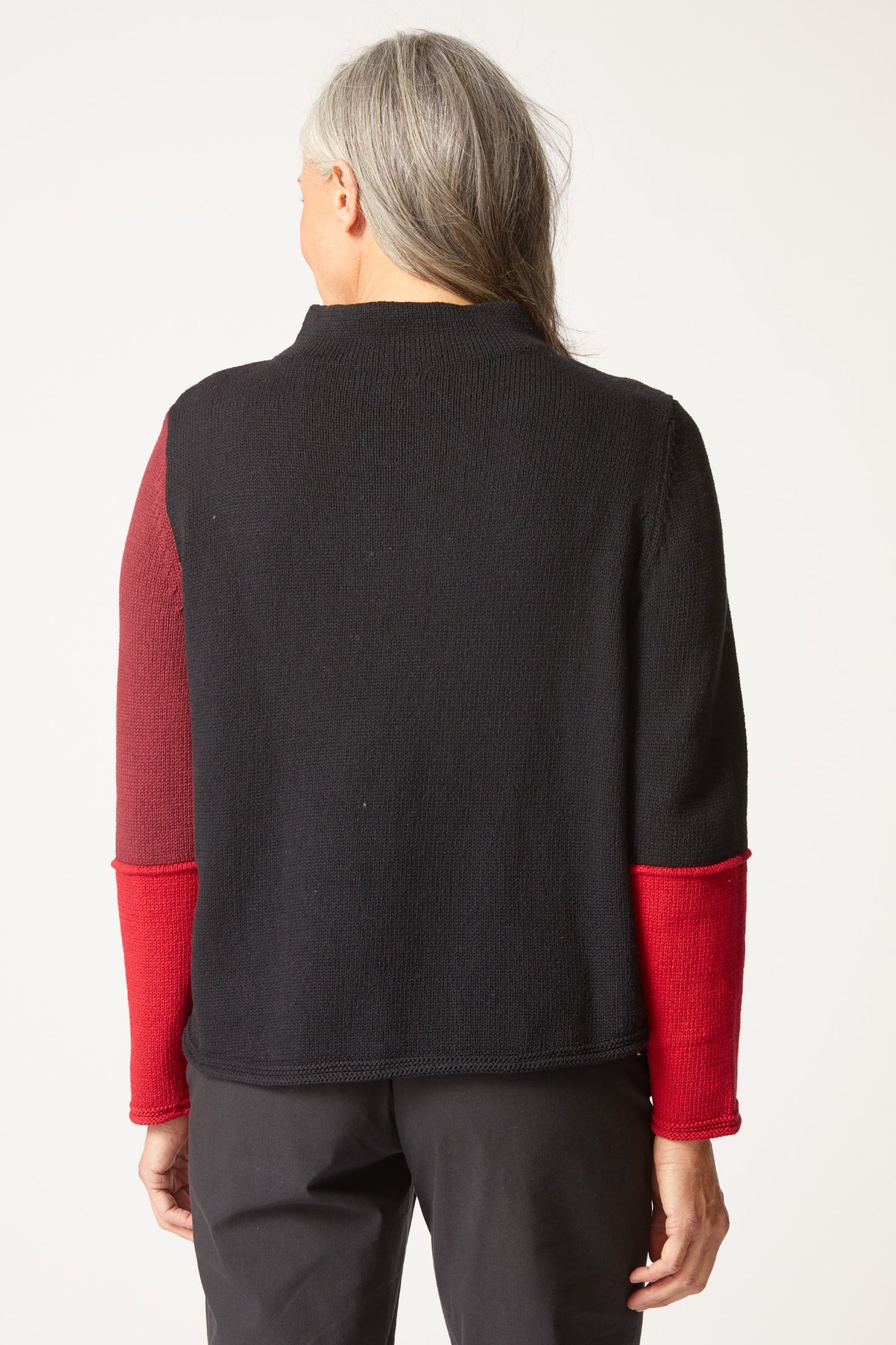 Yin Yang Funnel Neck Pullover in Ruby by Habitat Clothing