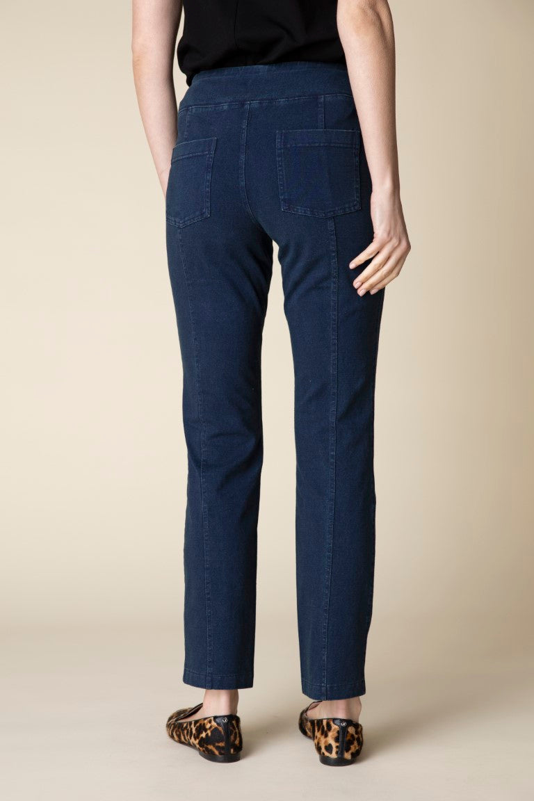 Stonewash Denim Cotton Knit Seamed Pocket Pant by Habitat Clothing