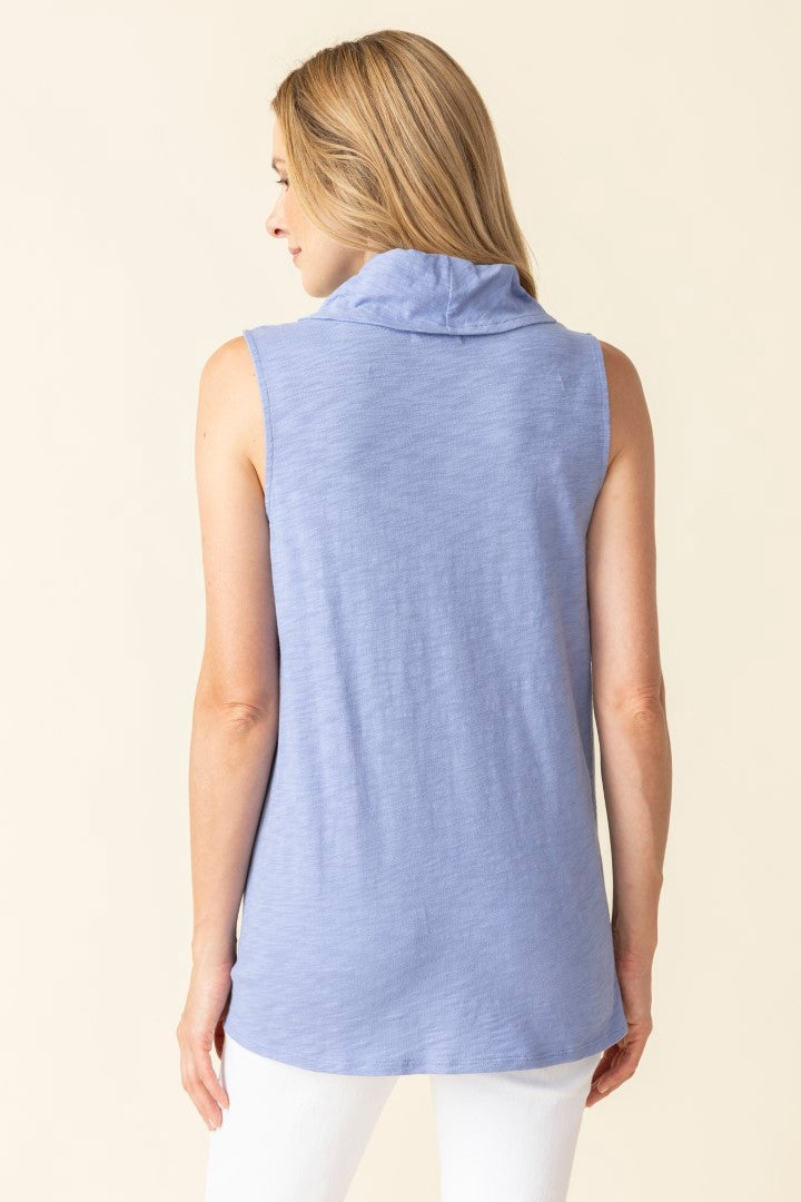 Cotton Sleeveless Cowl Top in Rain by Habitat Clothing