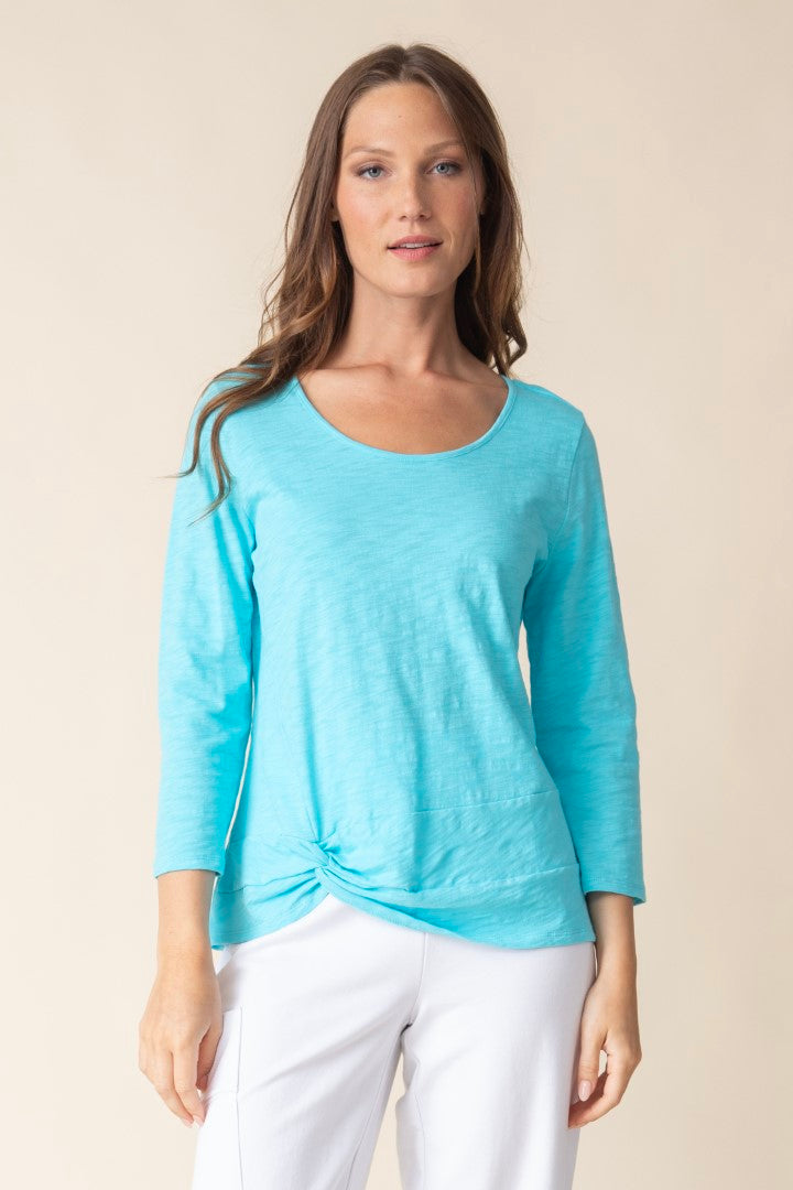 Cotton Pebble Side Twist Top in Malibu by Habitat Clothing