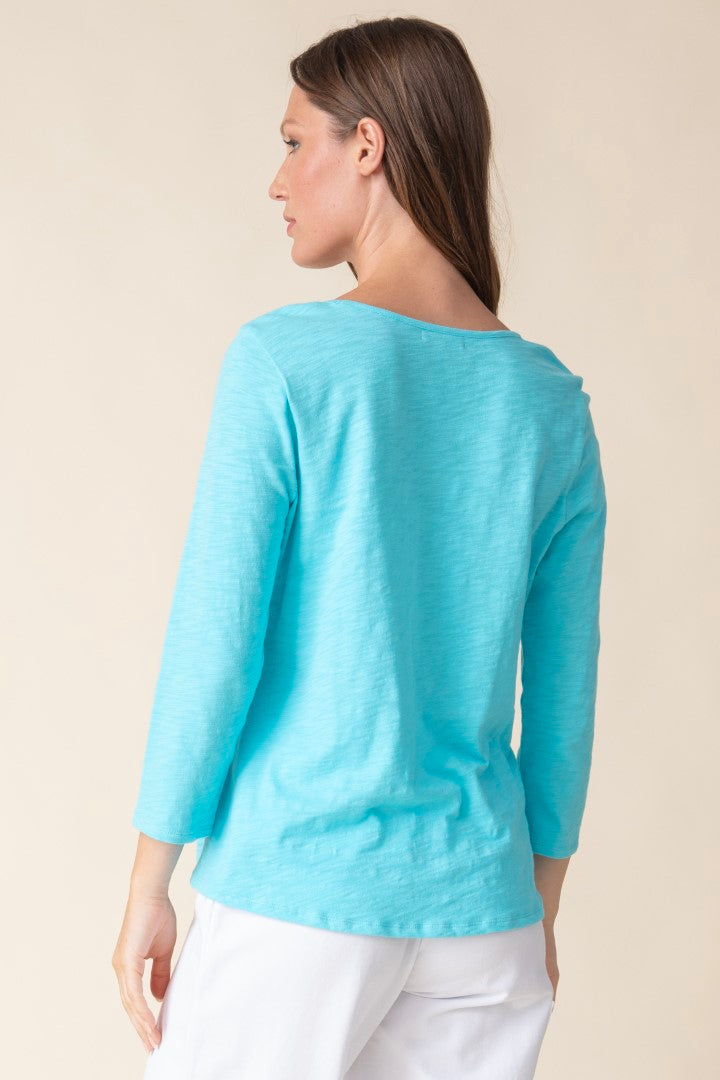 Cotton Pebble Side Twist Top in Malibu by Habitat Clothing
