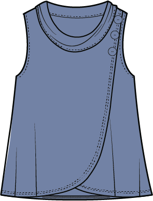 Cotton Sleeveless Cowl Top in Rain by Habitat Clothing