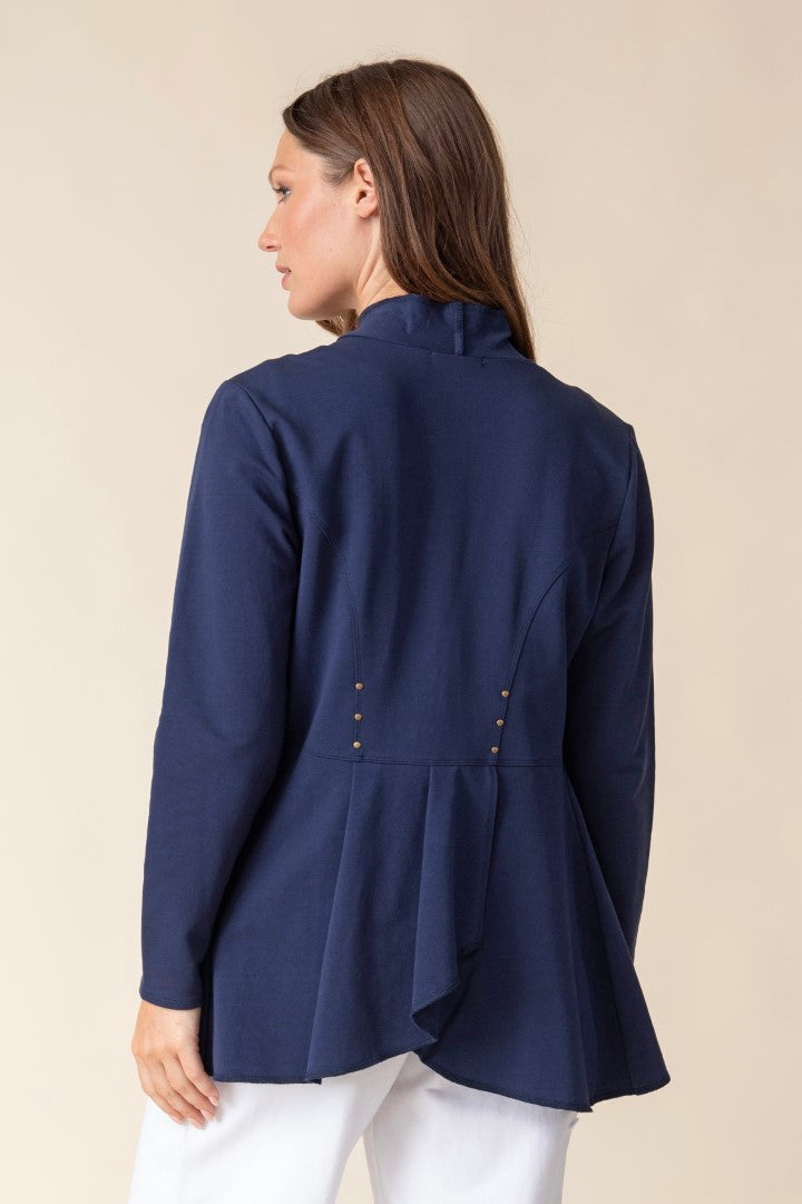 French Terry Drape Front Jacket in Navy by Habitat Clothing