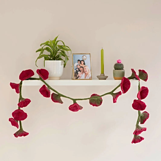 Handcrafted Felt Flower Garlands in Wine from Paper High