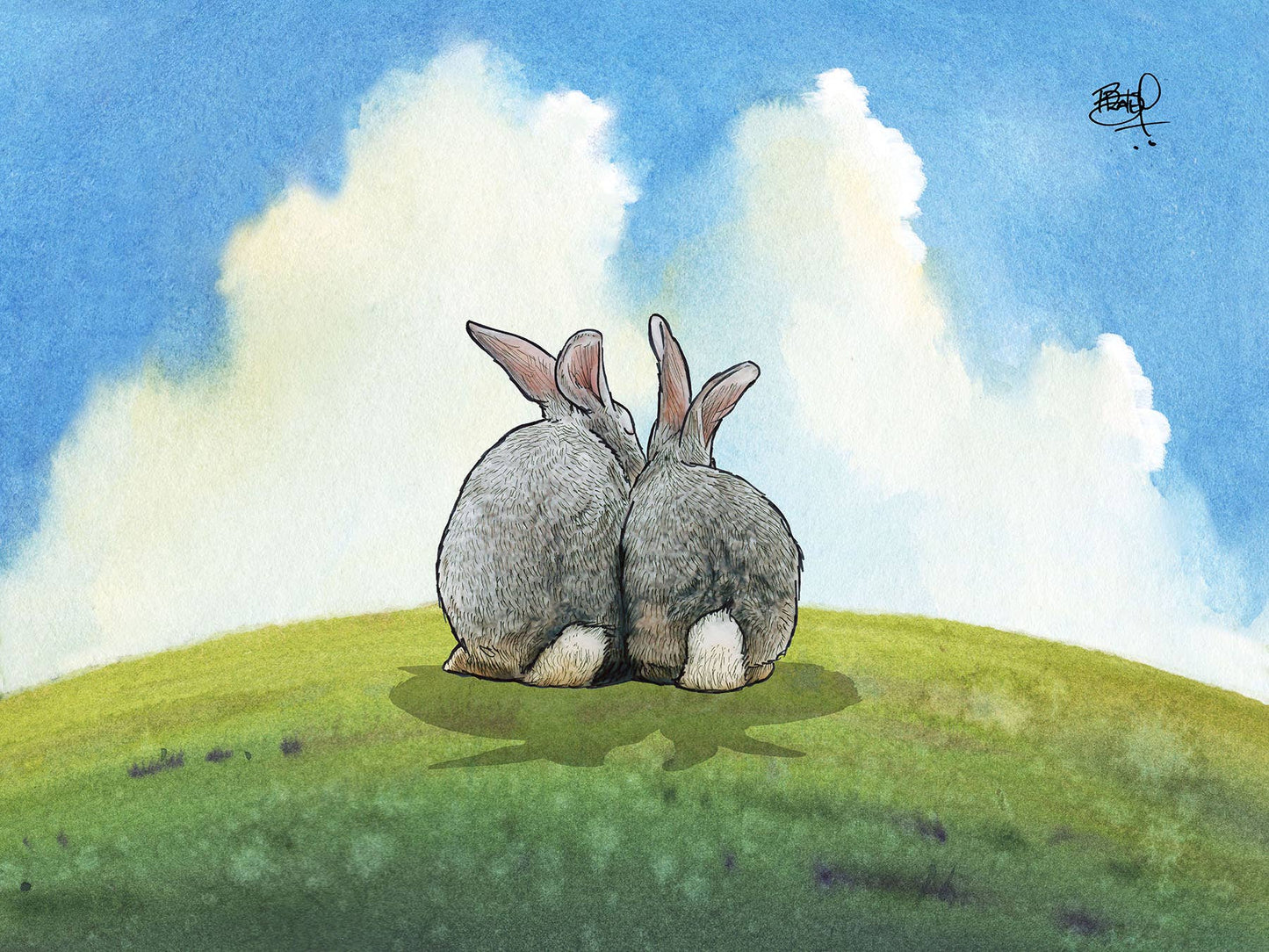 Side By Side Greeting Card (blank inside) by Shawn Braley Illustration