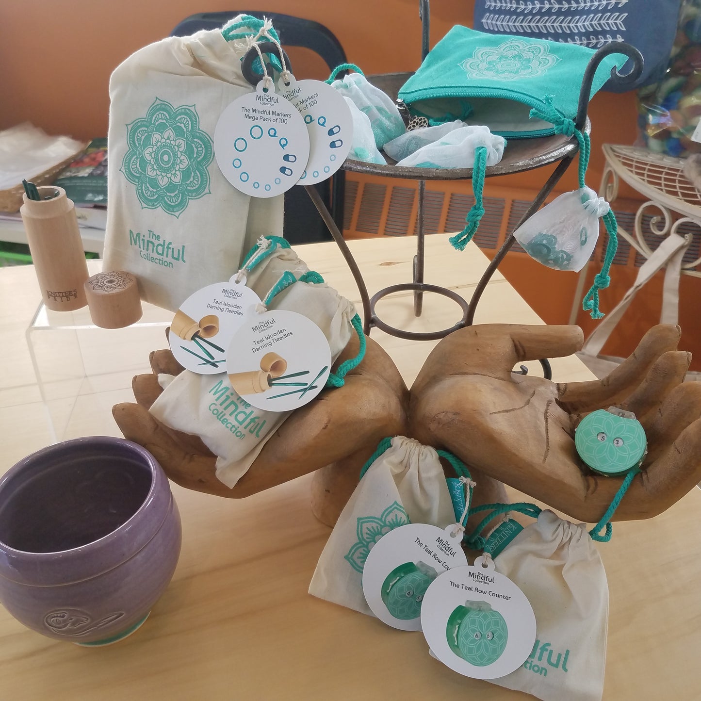 The Mindful Teal Wooden Darning Needles In Beech Wood Container by Knitter's Pride