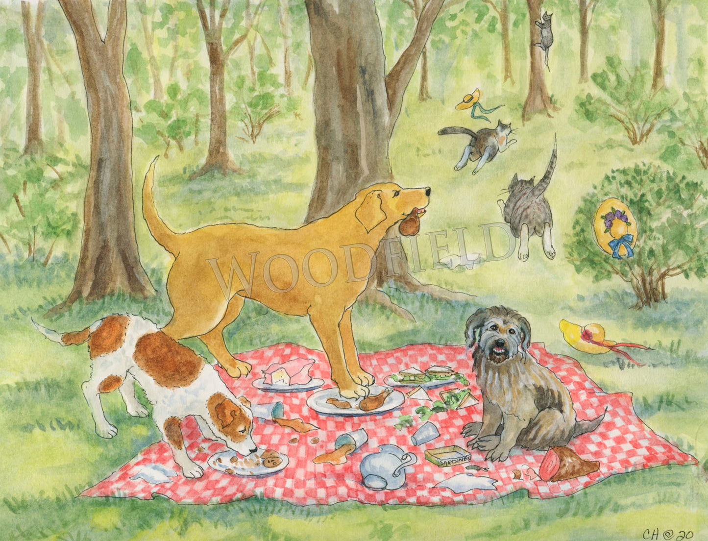 Bad Dog Picnic - Greeting Card by Woodfield Press