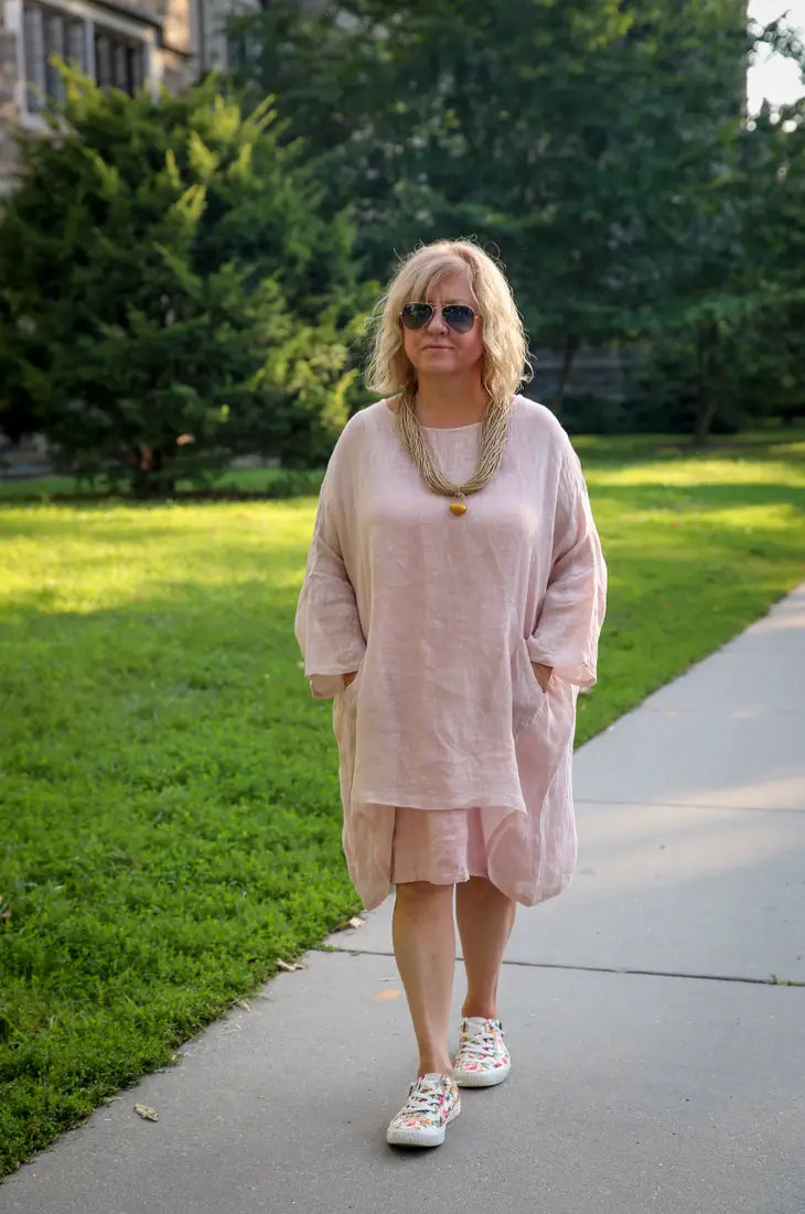 Linen Sheer (Gauze) One Size Tunic by VIKOLINO Blue Glass Linen Sheer (Gauze) One Size Tunic by VIKOLINO Blue Glass