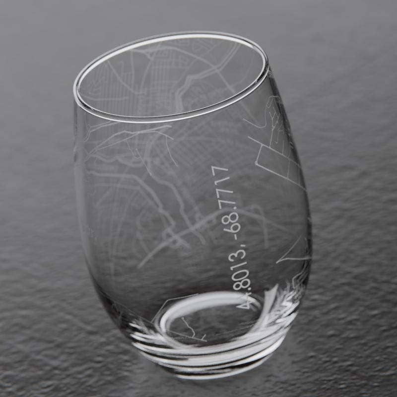 Bangor, Maine Stemless Wine Glass by Well Told
