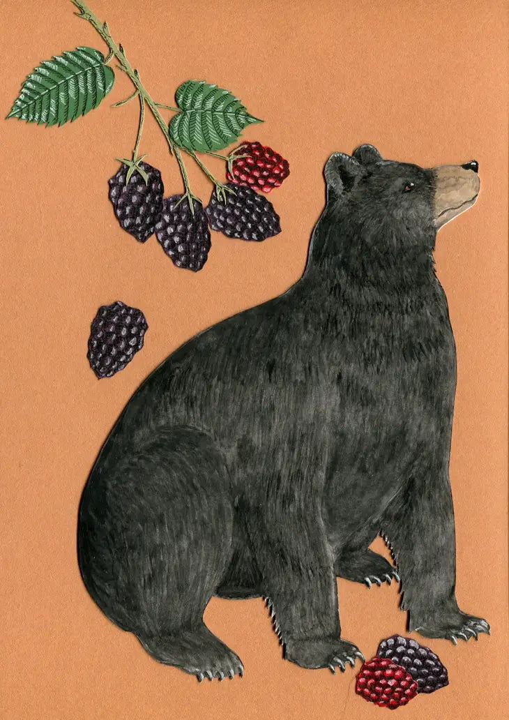 Black Bear Greeting Card (Blank Inside) by Johanna Finnegan-Topitzer
