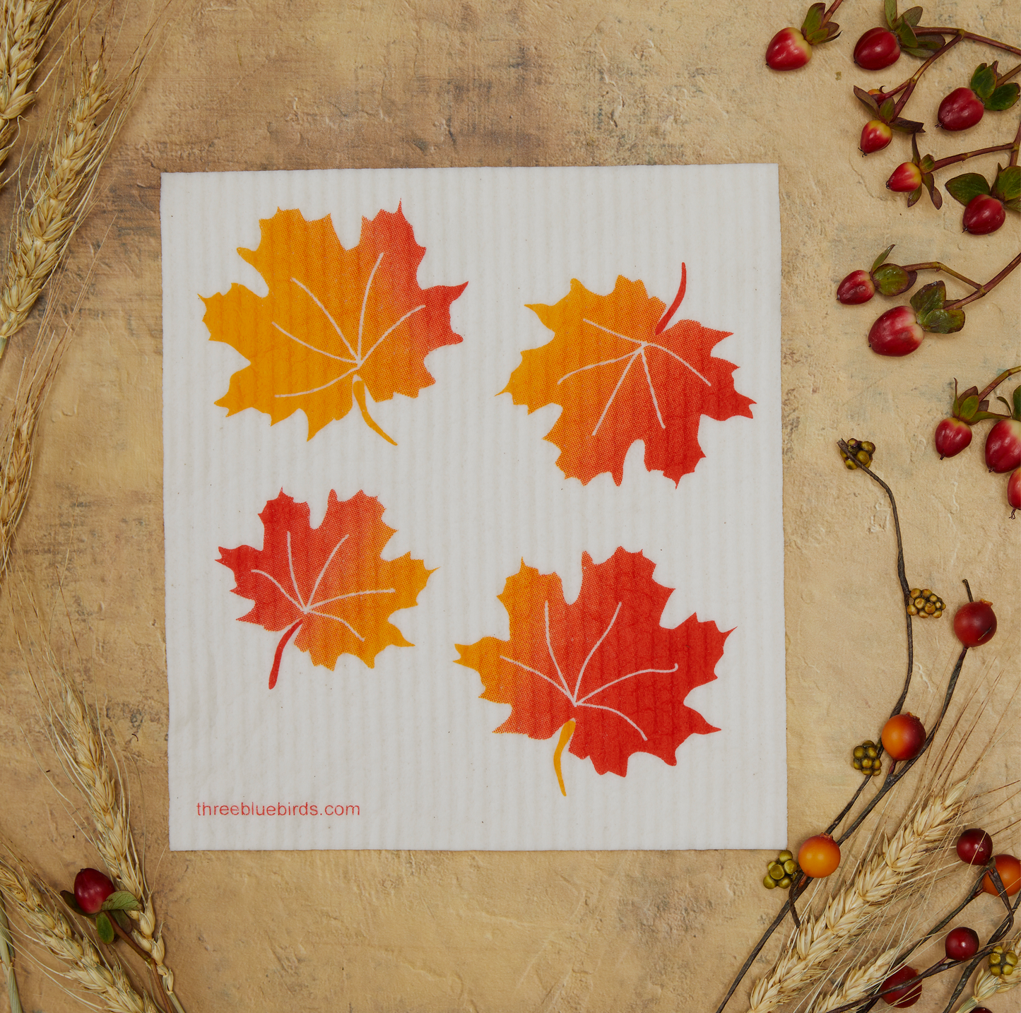 Maple Leaves - Swedish Dishcloths by Three Blue Birds