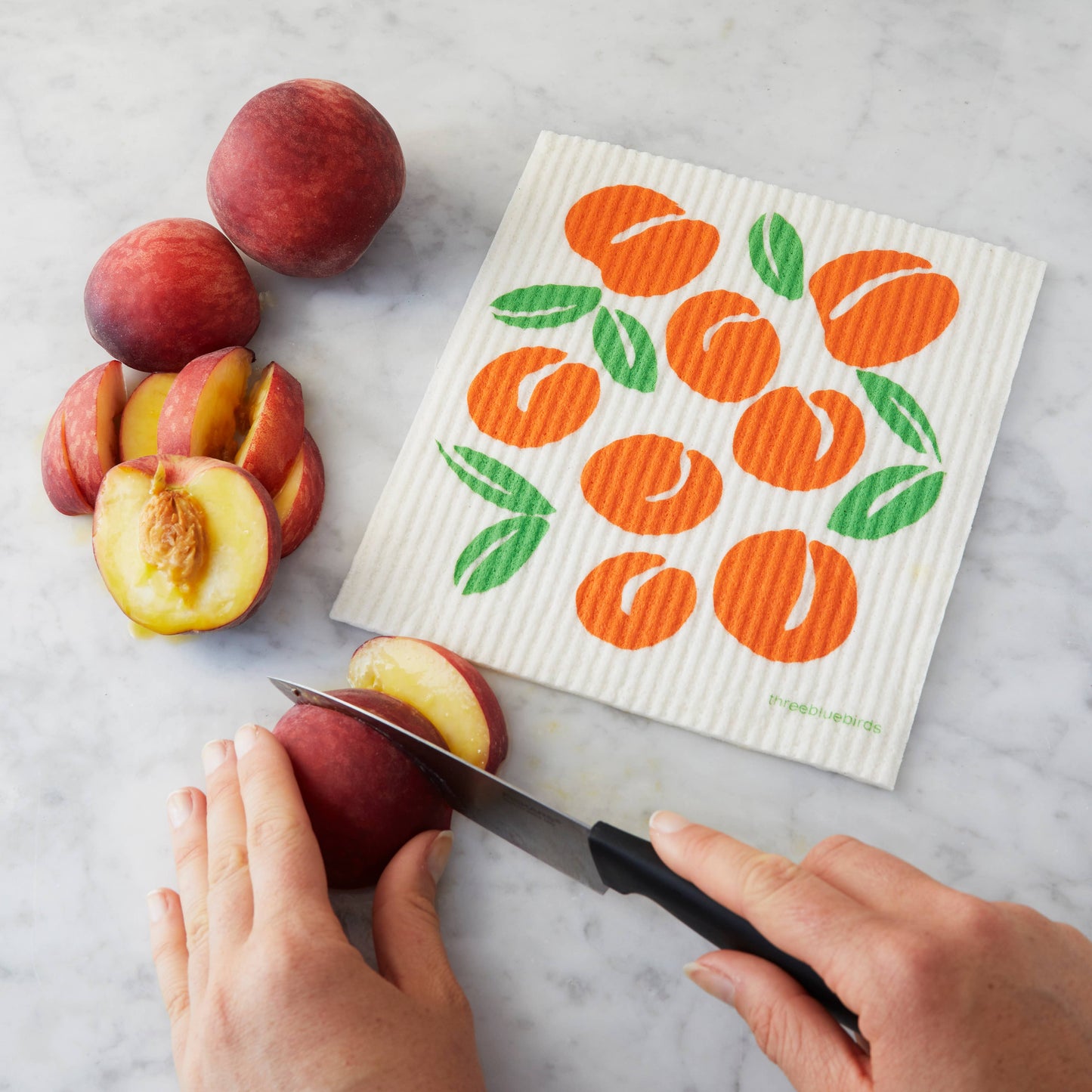 Peaches - Swedish Dishcloths by Three Blue Birds