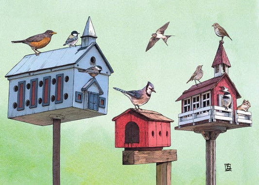 Town Meeting Greeting Card (blank inside) by Shawn Braley Illustration