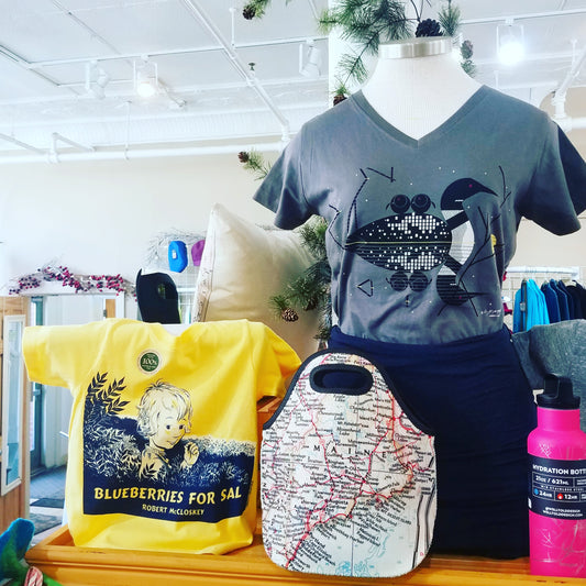 Claire de Loon Ladies V-neck Adult T-Shirt in Charcoal by Liberty Graphics - Maine Yarn & Fiber Supply