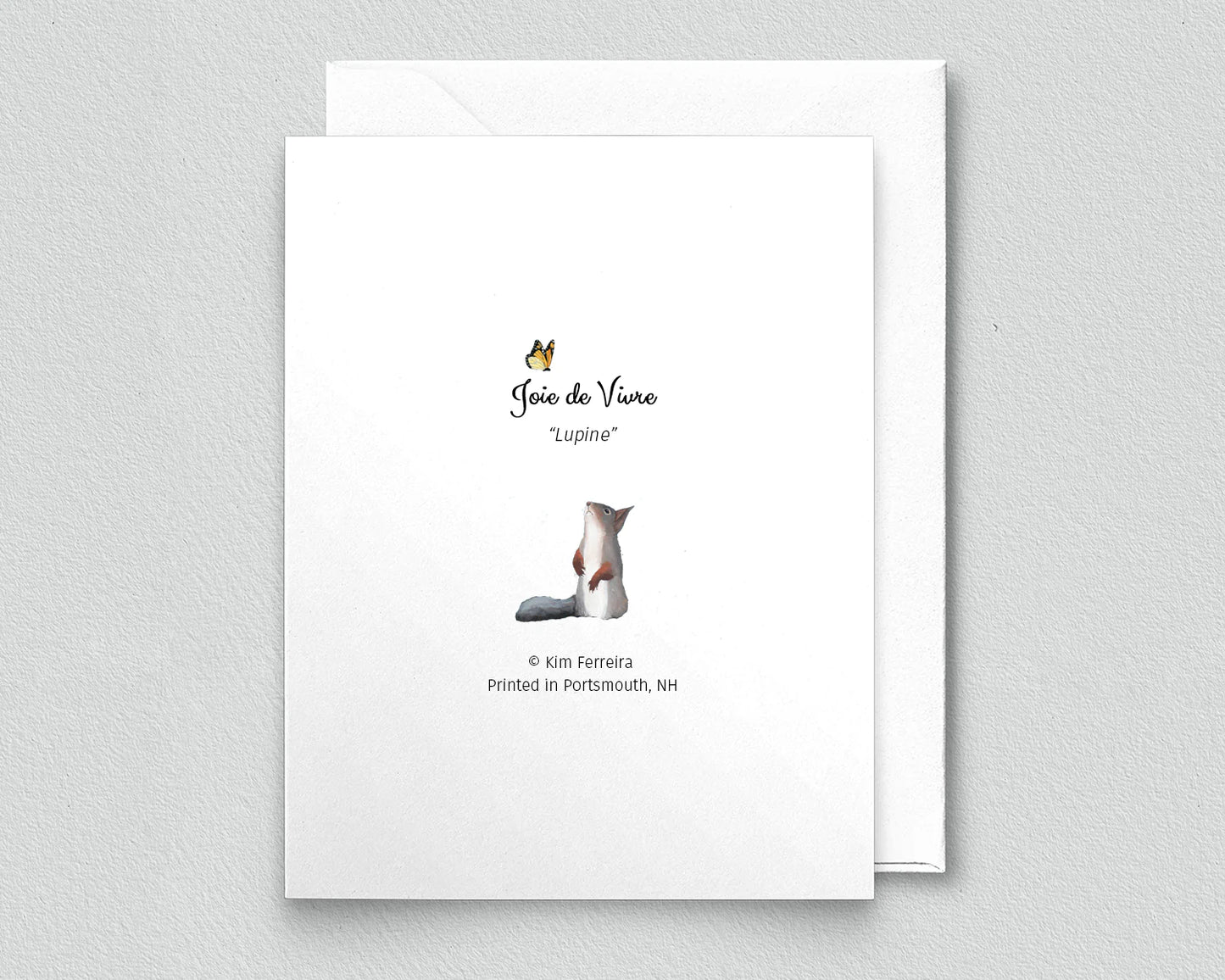 Groundhog with Lupine Greeting Card (blank inside) by Kim Ferreira (Joie de Vivre)