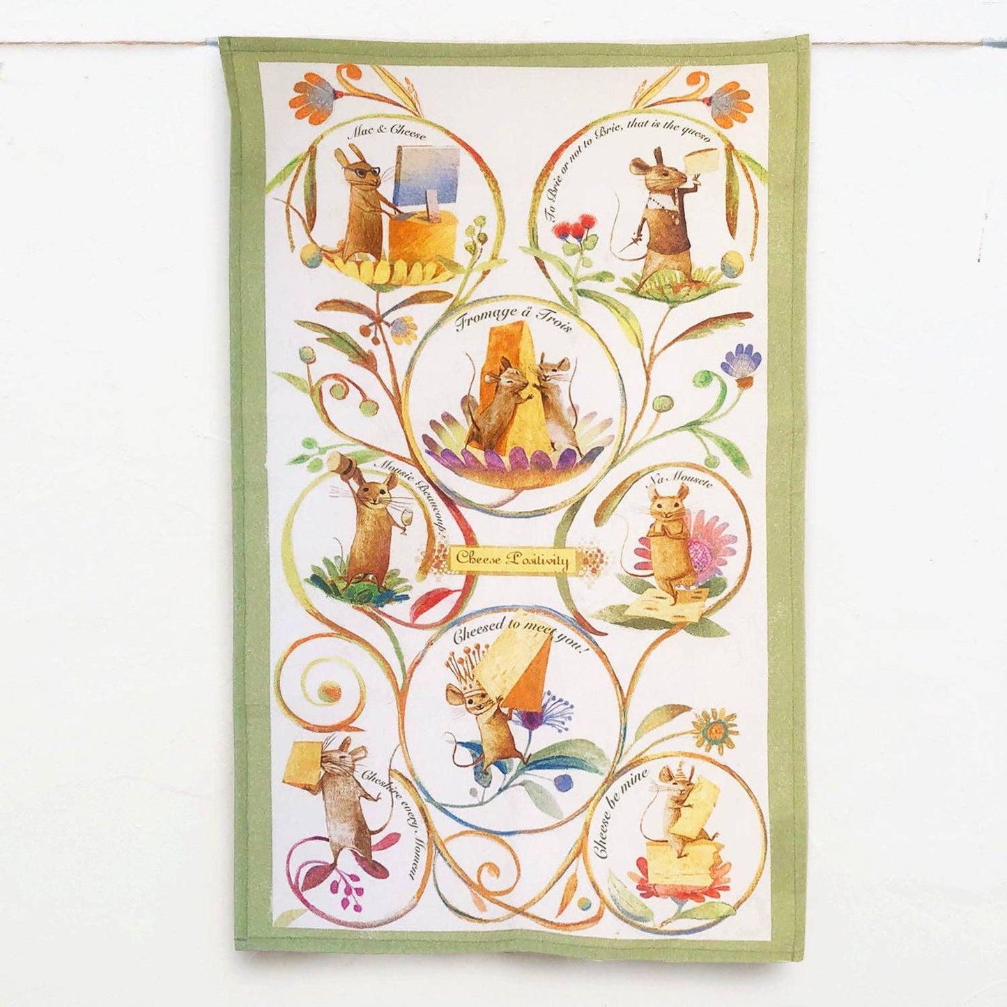Cheese Positivity Tea Towel by Artiphany